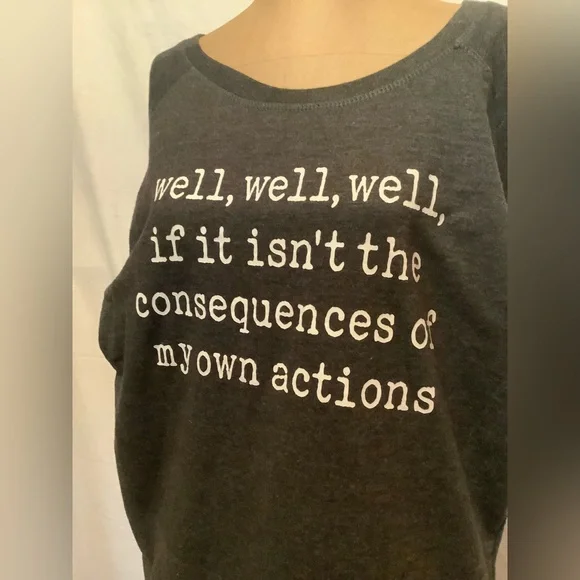 Women's Large Funny Gray And White Sweatshirt With Graphic Text - Picture 2 of 7